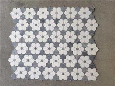 Grå Och Vit Blomma Marmor Mosaik