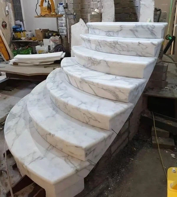Calacatta white Marble Staircase