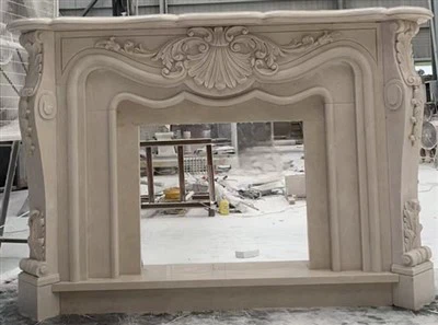 Beige Marmor Öppen spis Surround